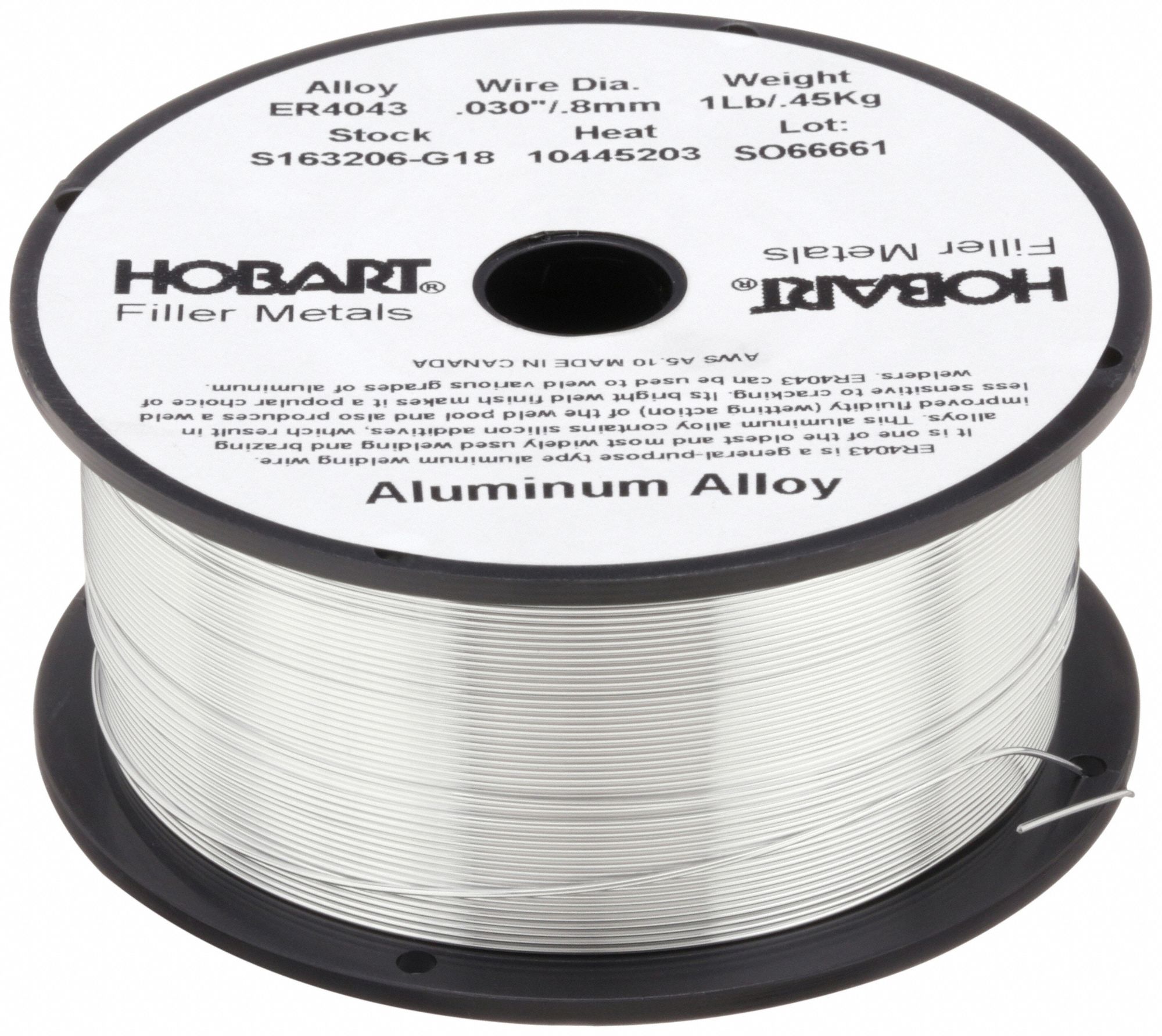 HOBART, Aluminum, ER4043, MIG Welding Wire 6ETN3S163206G18 Grainger