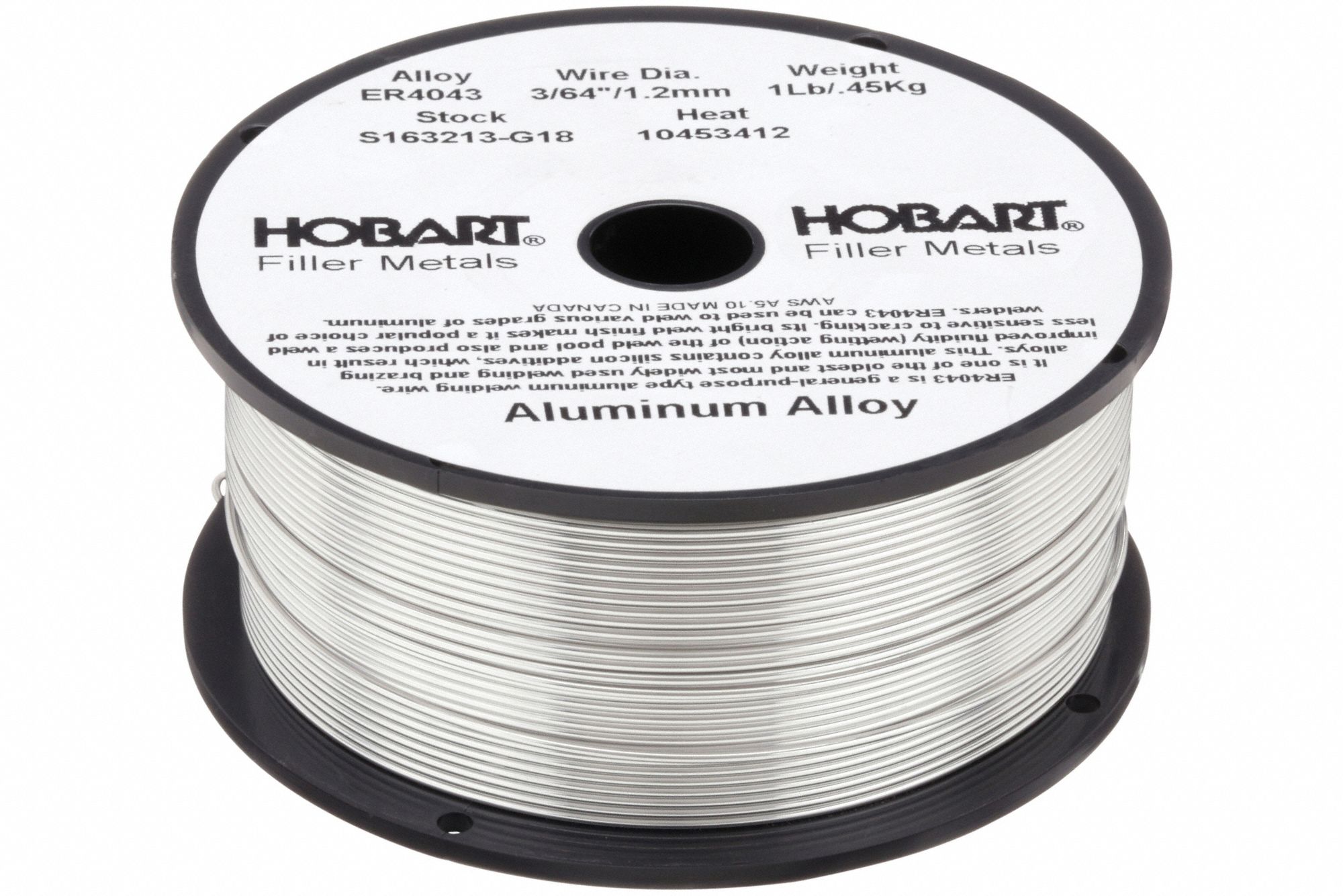 MIG Welding Wire: Aluminum, ER4043, 3/64 in, 1 lb