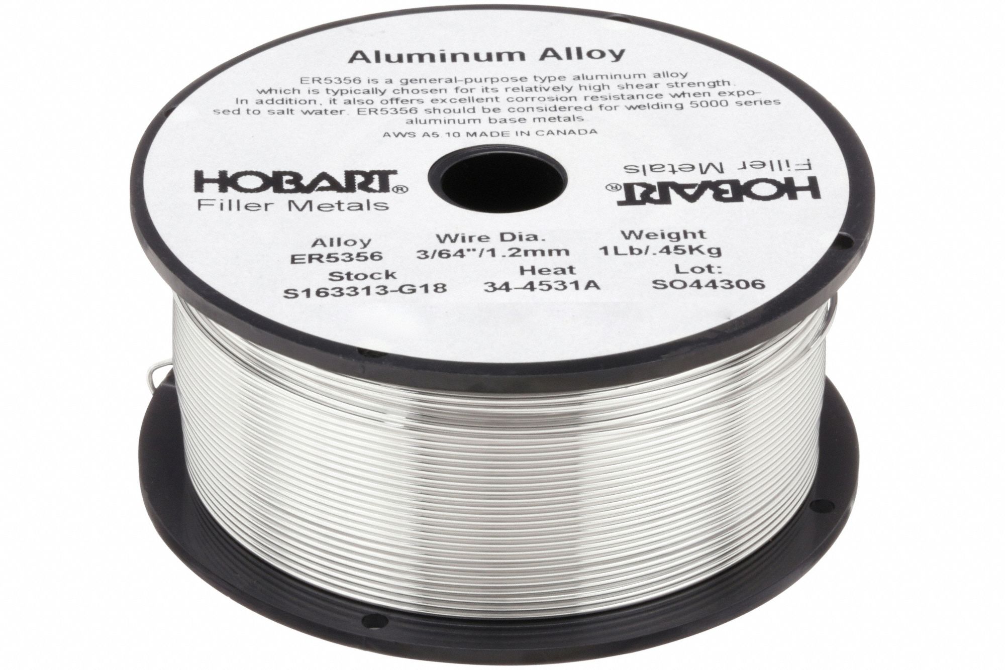 HOBART, Aluminum, ER5356, MIG Welding Wire 6ETN7S163313G18 Grainger