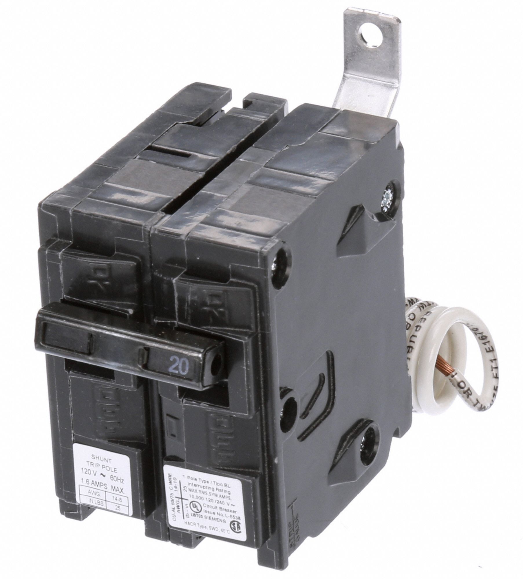 SIEMENS Miniature Circuit Breaker: 20 A Amps, 120/240V AC, Single Phase ...