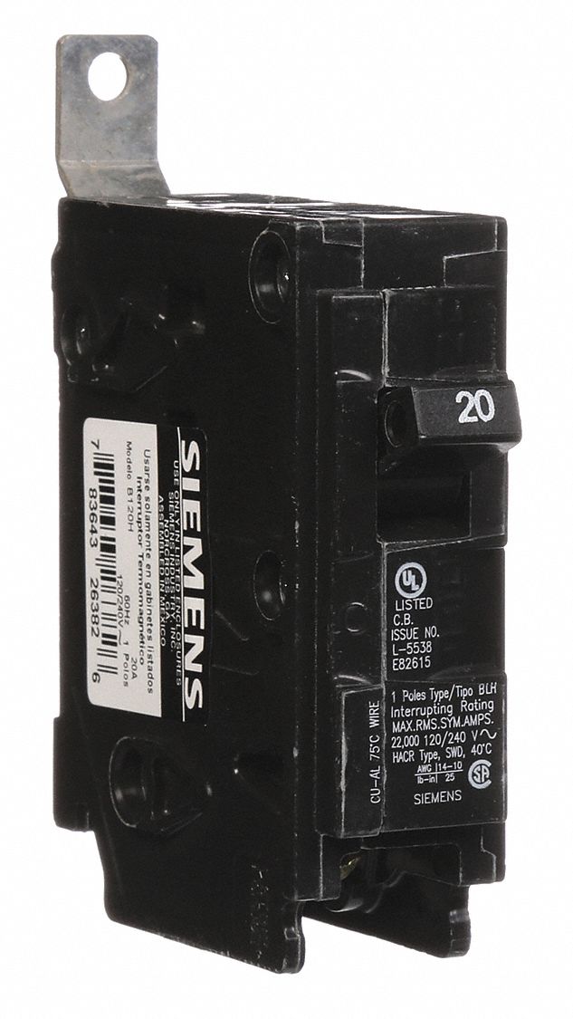 Siemens 20a Single Pole B120hh Circuit Breaker for sale online