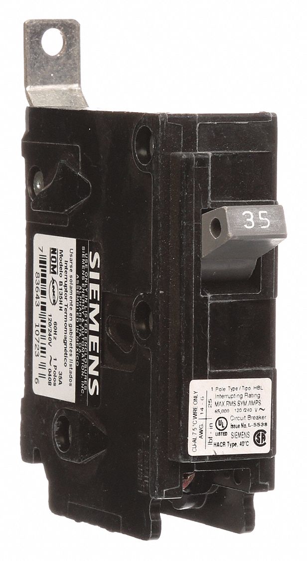Miniature Circuit Breaker: 35 A Amps, 120/240V AC, 1 Poles, Std