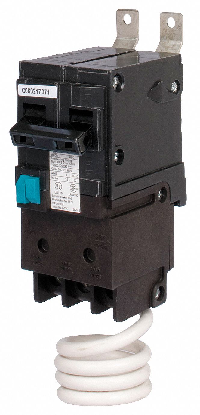 Miniature Circuit Breaker: 15 A Amps, 120/240V AC, 2 Poles, Arc Fault Circuit Interrupter