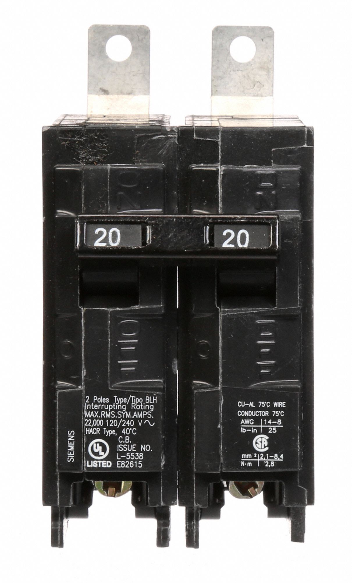 SIEMENS Miniature Circuit Breaker 20 A Amps, 120/240V AC, Single Phase