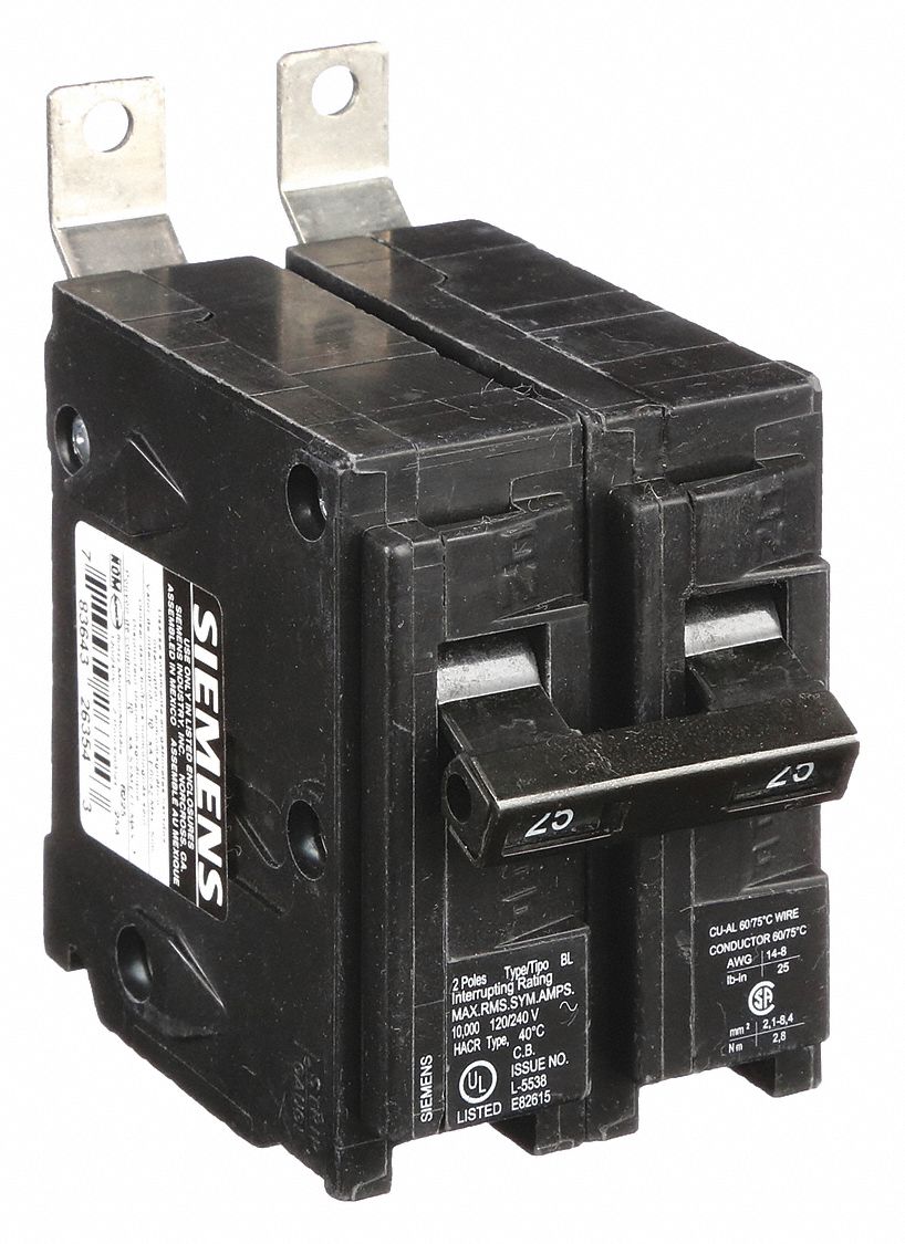 Miniature Circuit Breaker: 25 A Amps, 120/240V AC, 2 Poles, Std