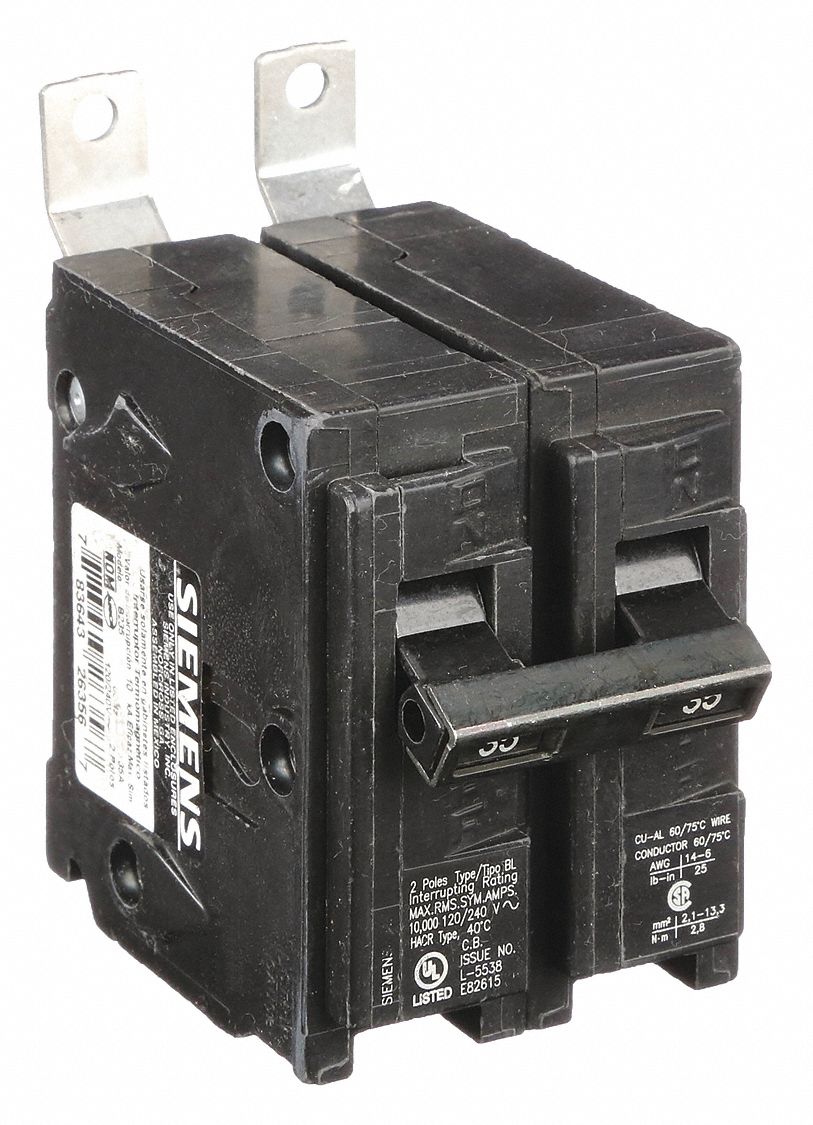 Miniature Circuit Breaker: 35 A Amps, 120/240V AC, 2 Poles, Std