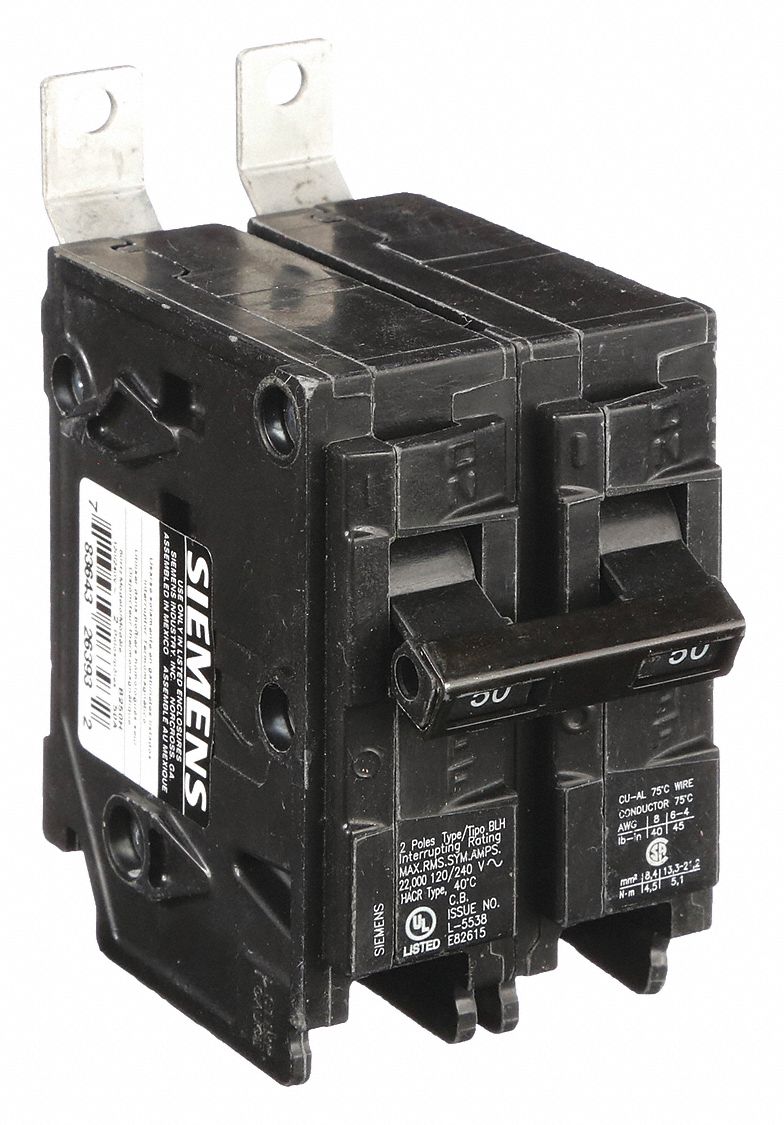 Miniature Circuit Breaker: 50 A Amps, 120/240V AC, 2 Poles, Std