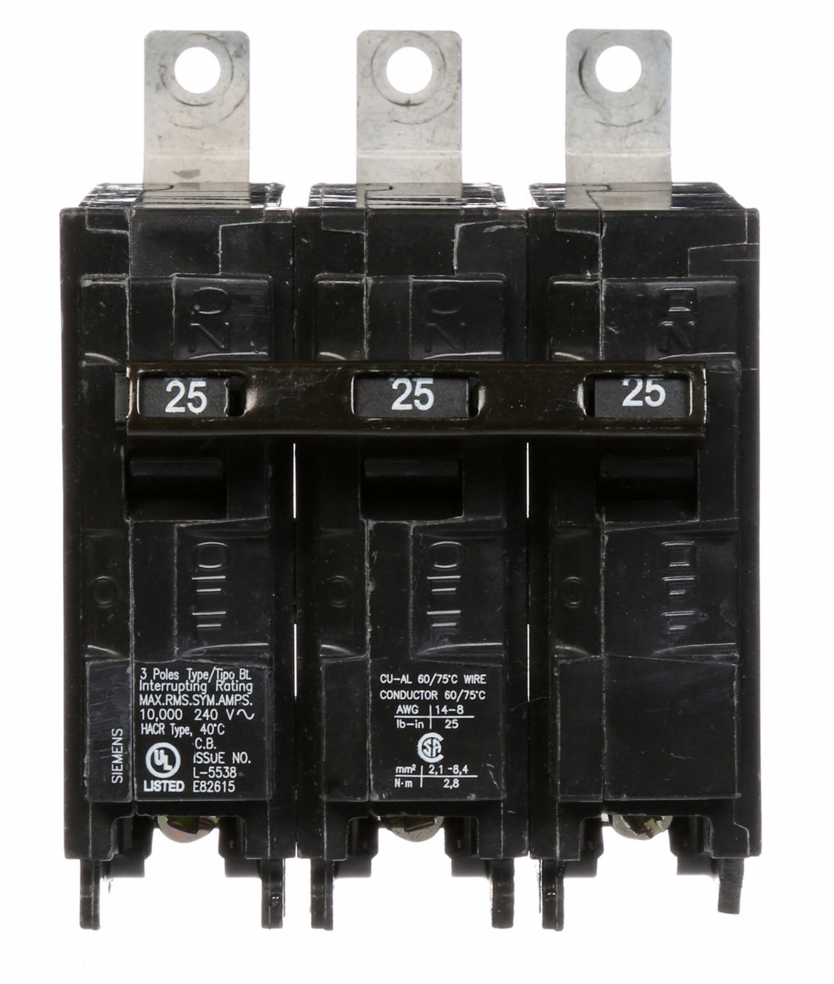 SIEMENS Miniature Circuit Breaker 25 A Amps, 240V AC, Three Phase
