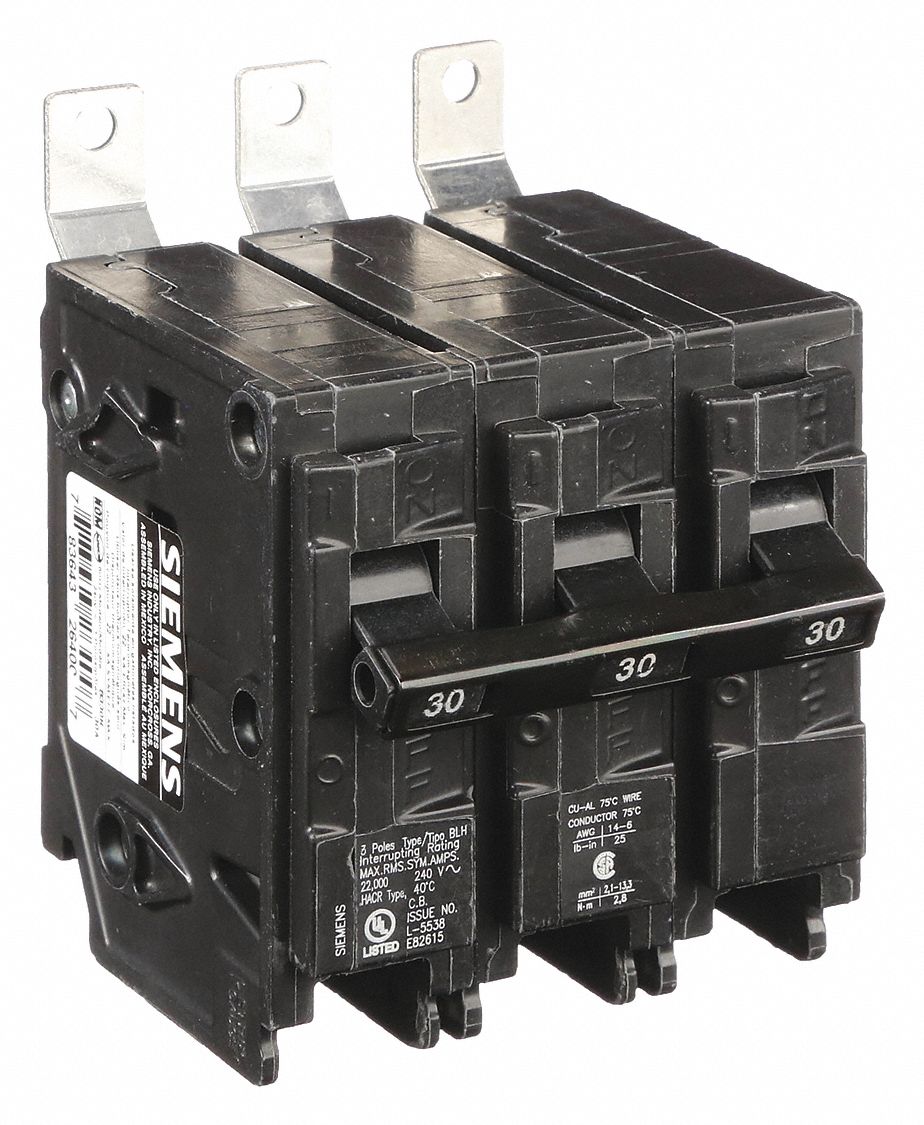 Miniature Circuit Breaker: 30 A Amps, 240V AC, 3 Poles, Std