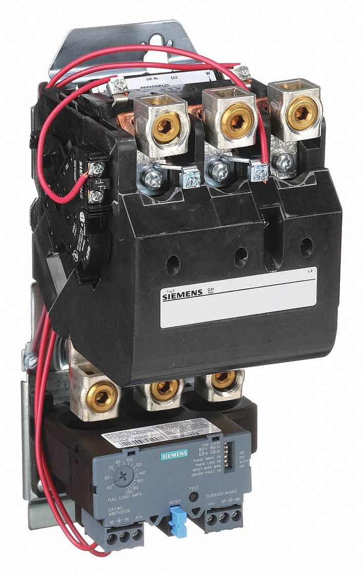 NEMA Magnetic Motor Starter: Non-Reversing, 3 Poles, NEMA Size 4, 135 A, 480V AC Coil