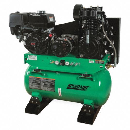 SPEEDAIRE Stationary Air Compressor/Generator: 2 Stage, 13 hp Engine ...