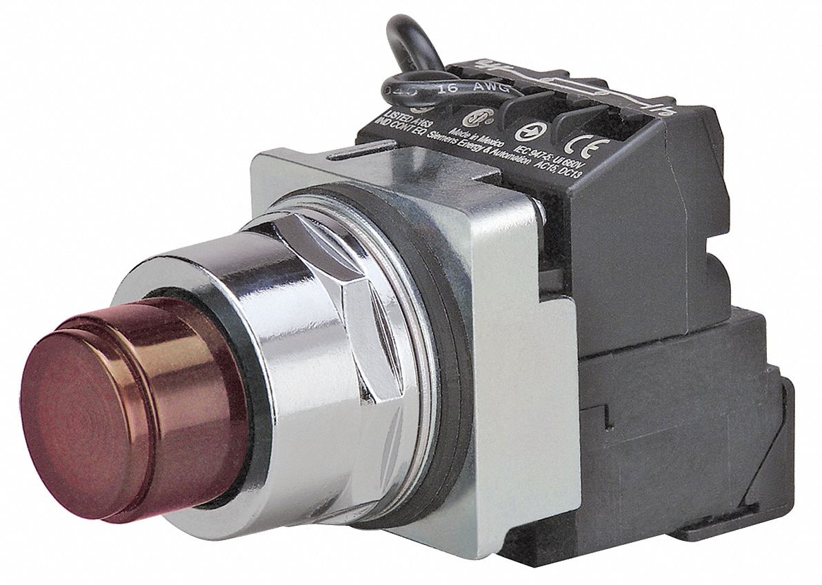 Illuminated Push Button: Illuminated, Extended Profile, Non-Metallic, 30 mm, 1NO/1NC