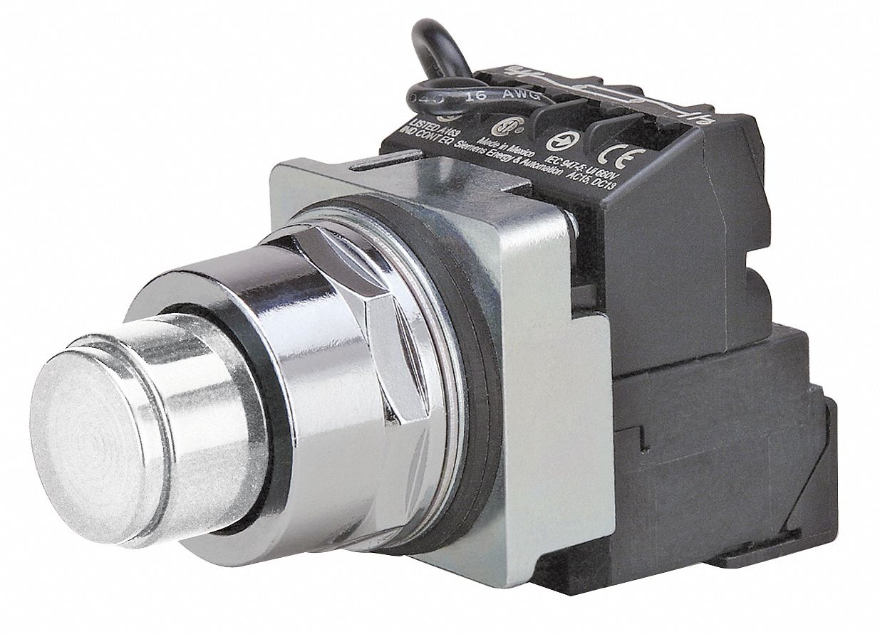 IllumPushButton, Transfmr, White, 1NO/1NC