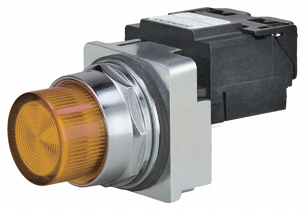 Pilot Light: 30 mm Panel Mounting Size, Amber, Incandescent, Class 52 Series