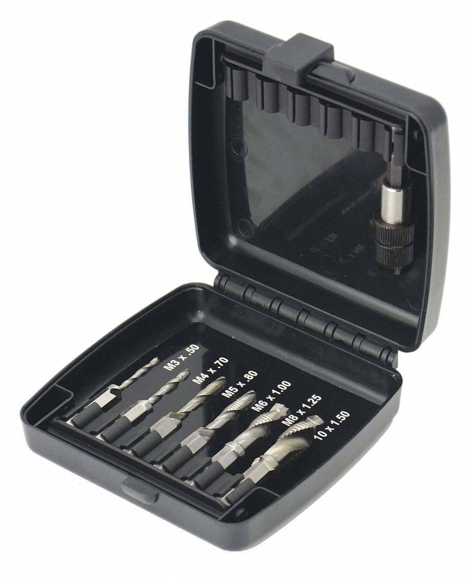 WESTWARD Drill/Tap/Countersink Set: 6 Pieces, High Speed Steel, Bright ...