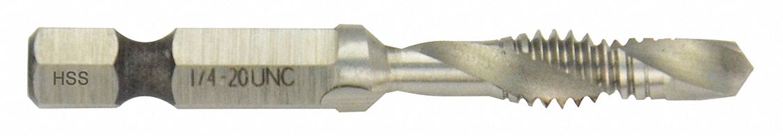 Uncoated Thread Size 1/4-20 High Speed Steel - 1 Each Bright UNC Westward Drill/Tap/Countersink 