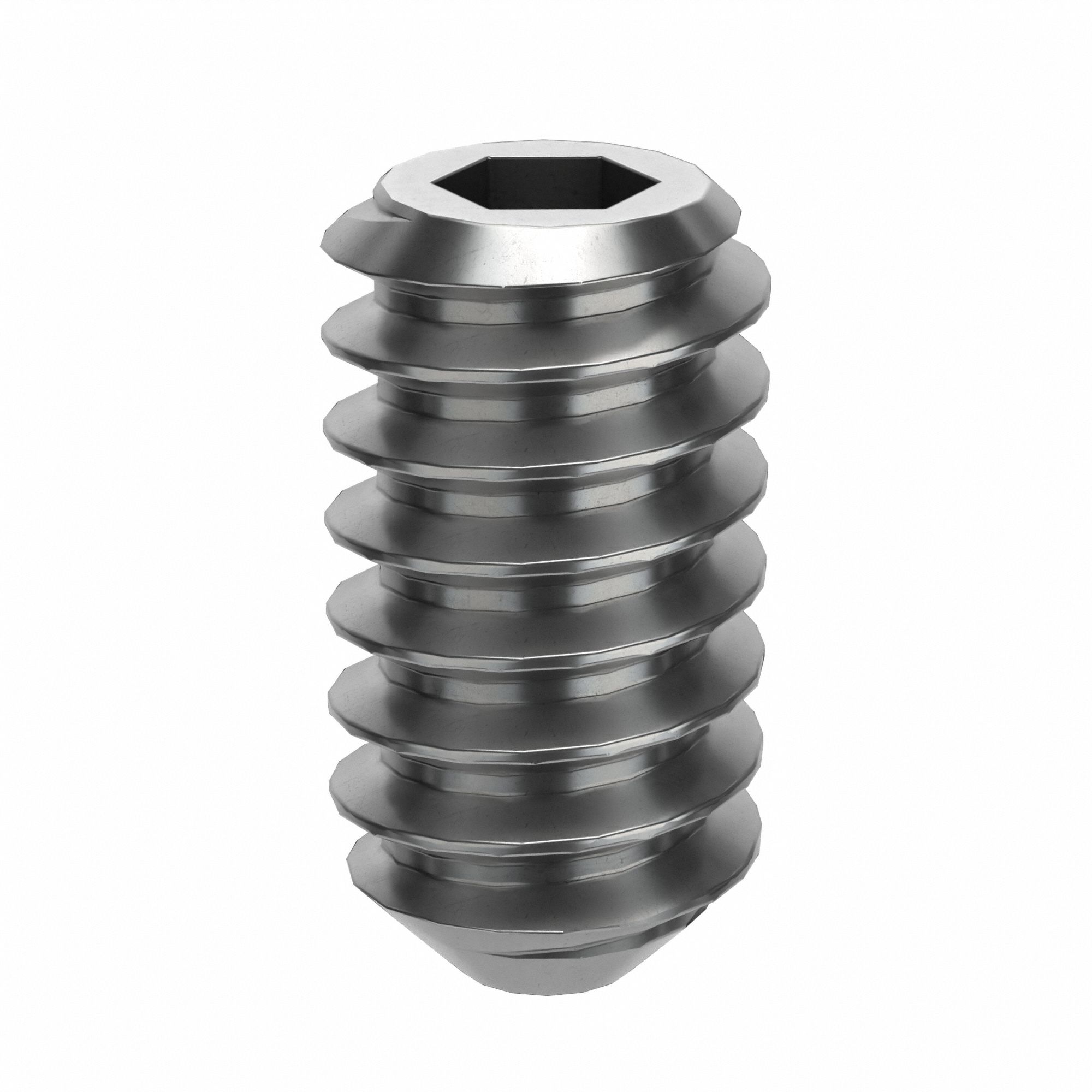 Socket Set Screw: M1.6x0.35 Thread Size, 3 mm Overall Lg, Cup pt, Stainless Steel, Plain, 10 PK