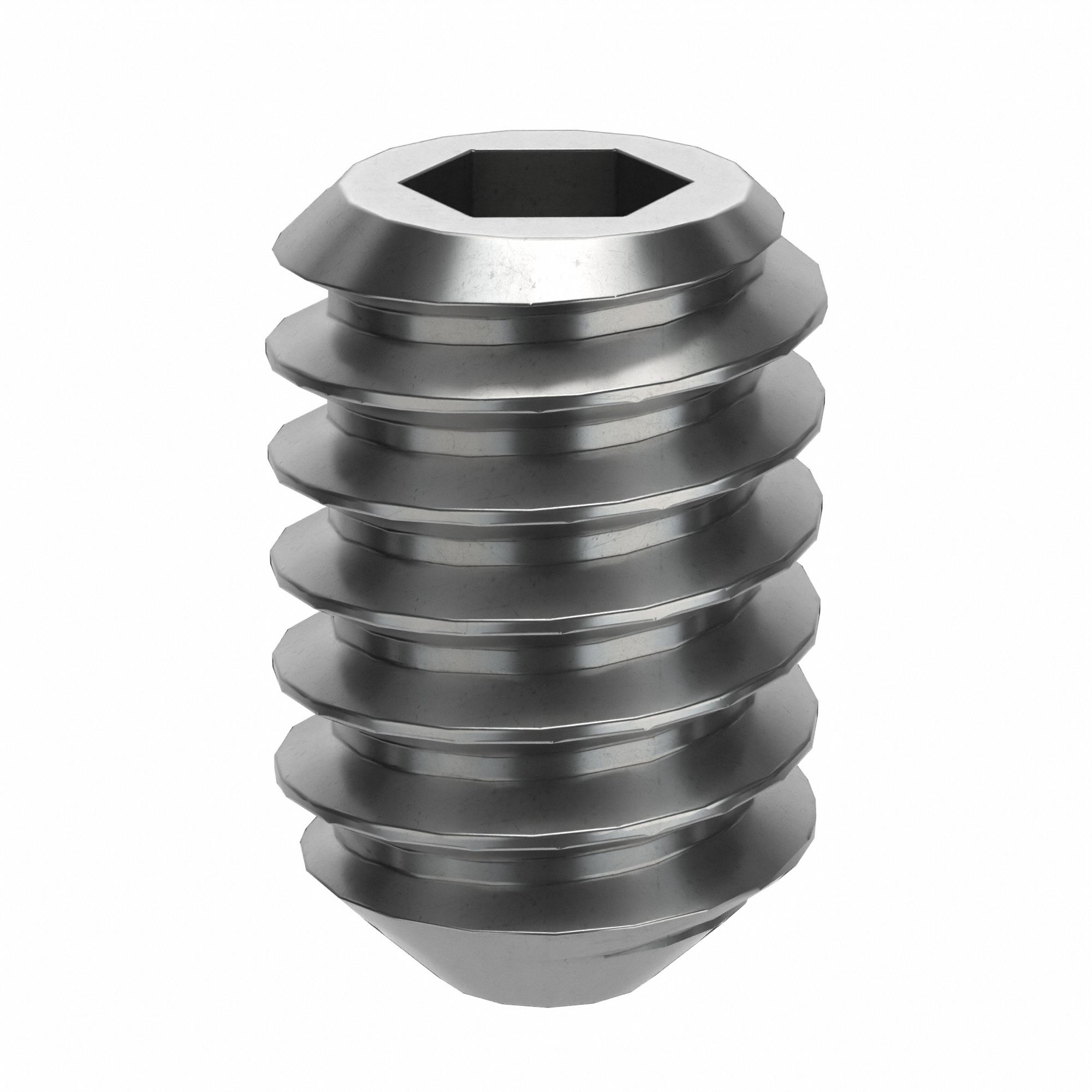 Socket Set Screw: M2x0.4 Thread Size, 3 mm Overall Lg, Cup pt, Stainless Steel, Plain, Socket, 25 PK