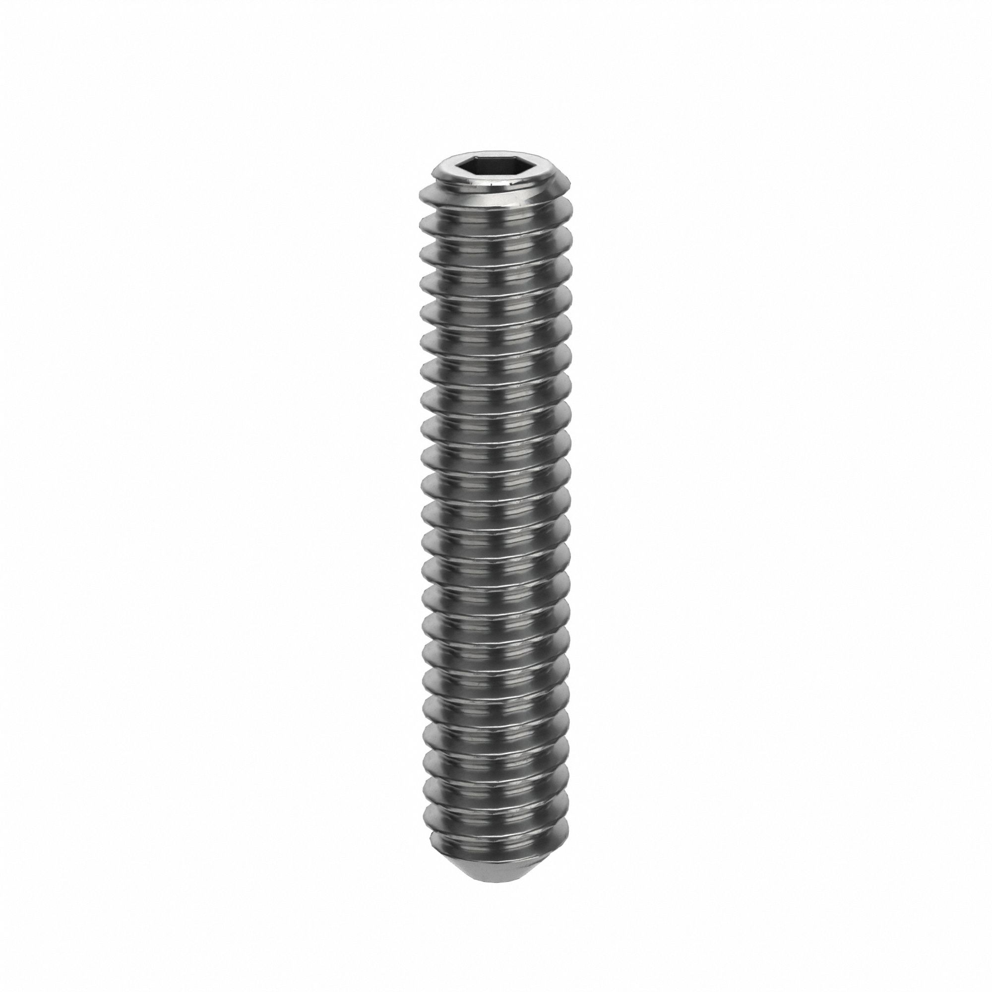 Socket Set Screw: M2x0.4 Thread Size, 10 mm Overall Lg, Cup pt, Stainless Steel, Plain, 25 PK