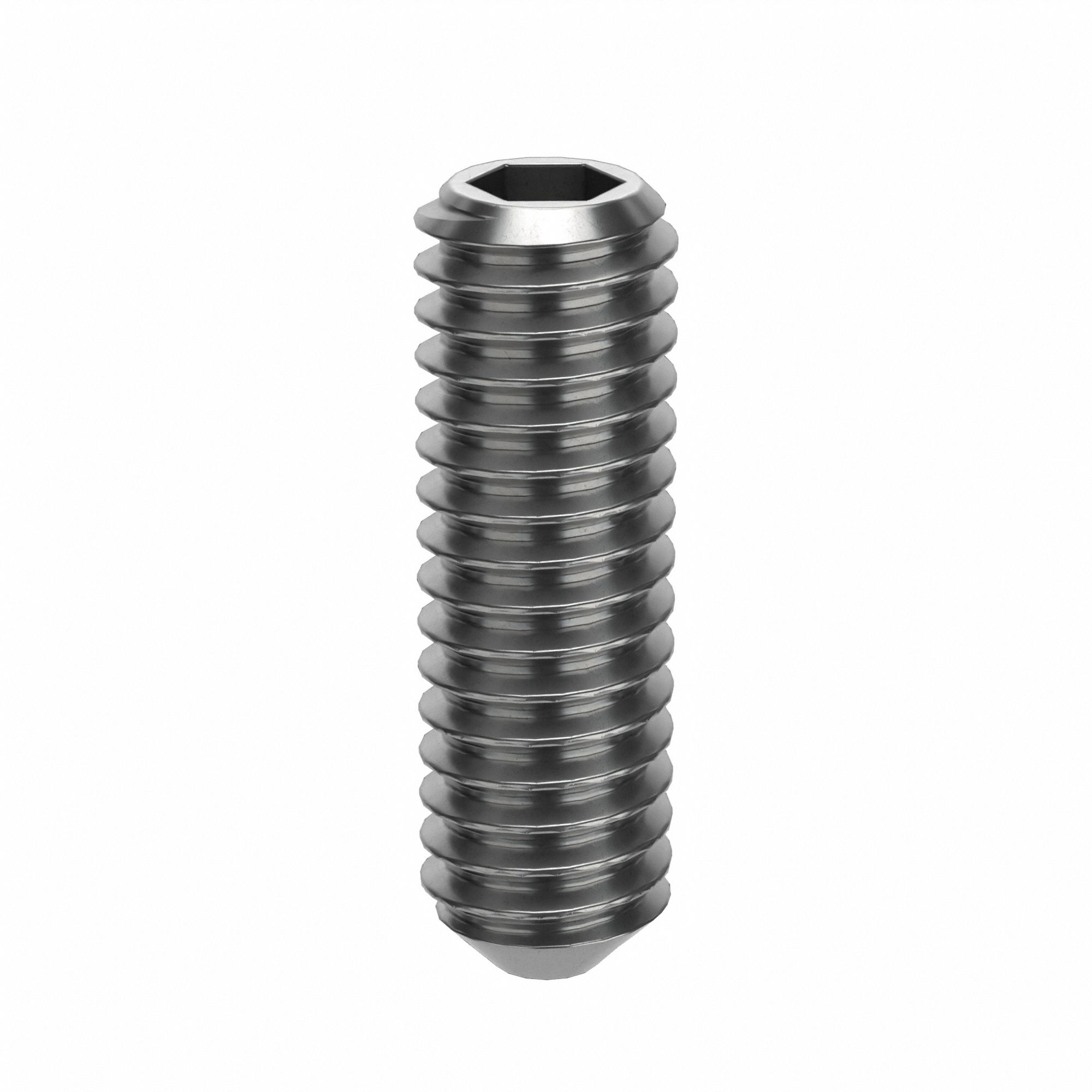 Socket Set Screw: M2.5x0.45 Thread Size, 8 mm Overall Lg, Cup pt, Stainless Steel, Plain, 25 PK
