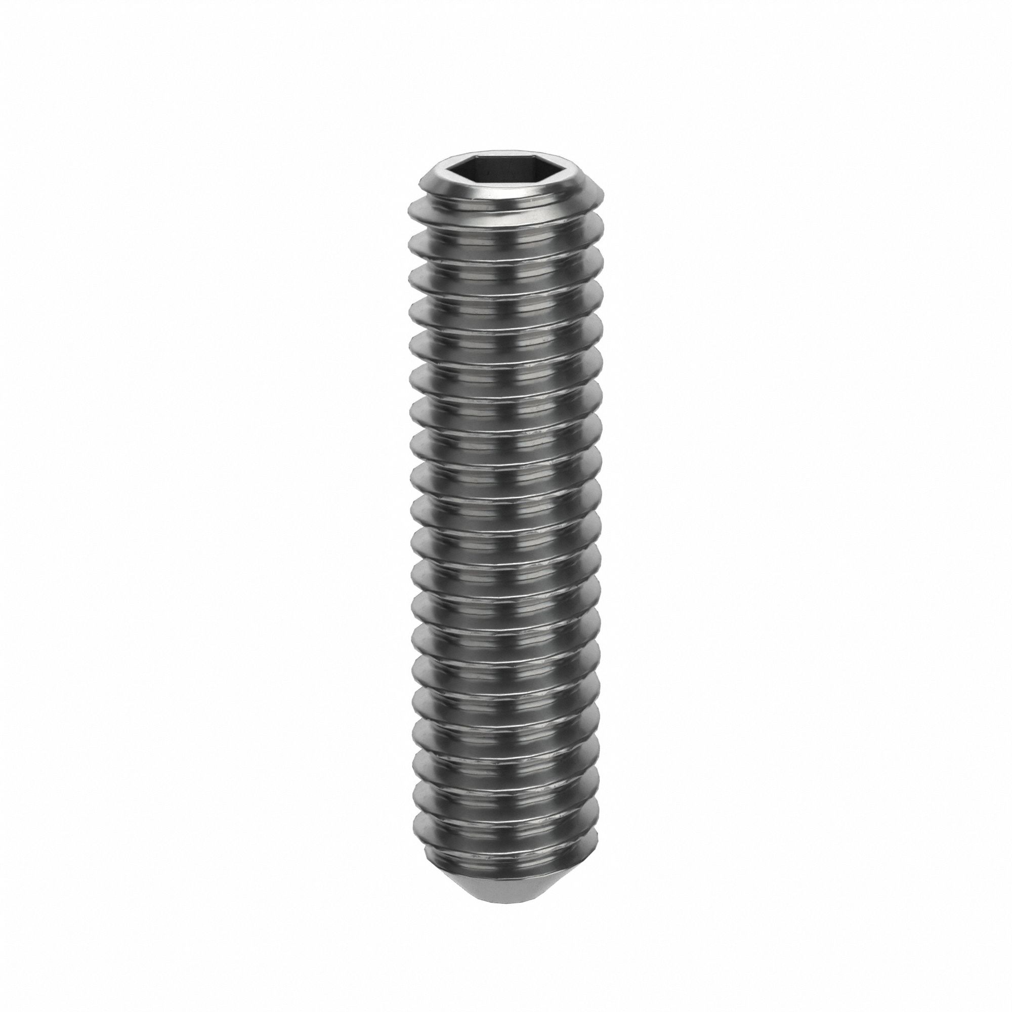Socket Set Screw: M2.5x0.45 Thread Size, 10 mm Overall Lg, Cup pt, Stainless Steel, Plain, 10 PK
