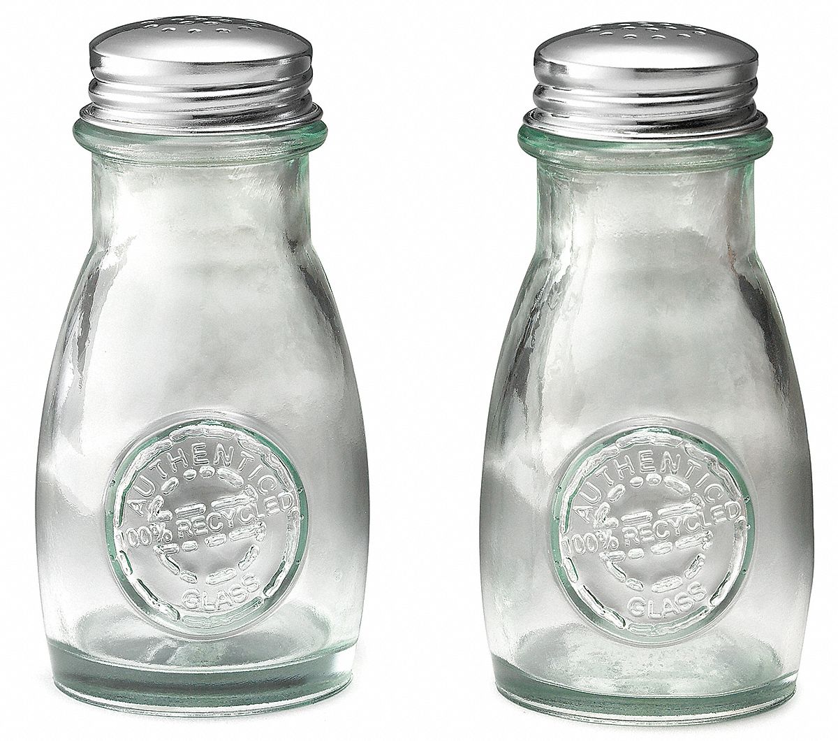 Salt and Pepper Shaker: 4 oz Capacity, Glass, Clear, 4 1/8 in Overall Ht
