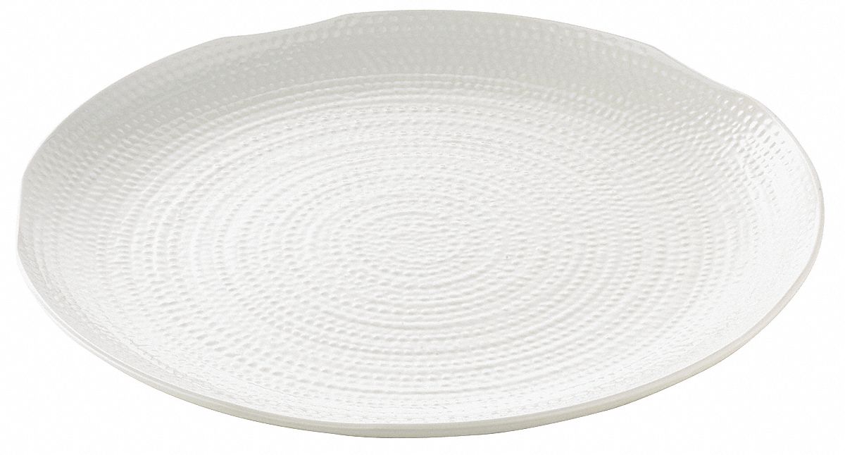 Tray: Melamine, Melamine, White, 2 1/8 in Overall Ht, 21 3/4 in Dia
