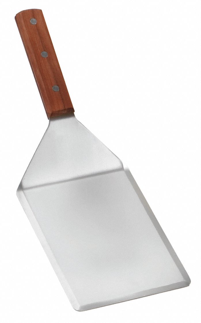 Turner: Stainless Steel, 8 1/4 in Blade Lg, 5 in Blade Wd, Beveled Edge