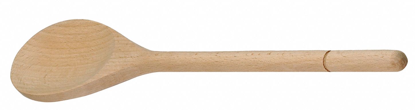Serving Spoon: 14 in Overall Lg, Brown, Beechwood