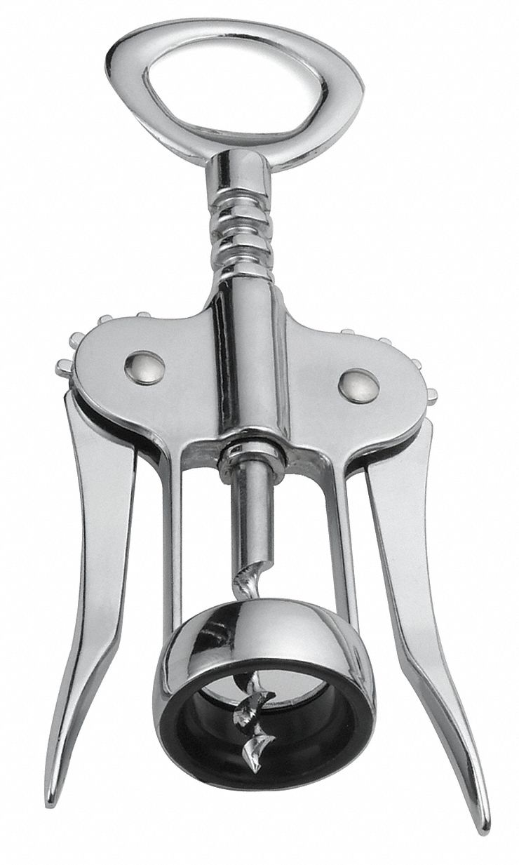 Wing Corkscrew: Stainless Steel, Silver, 6 3/4 in Overall Lg