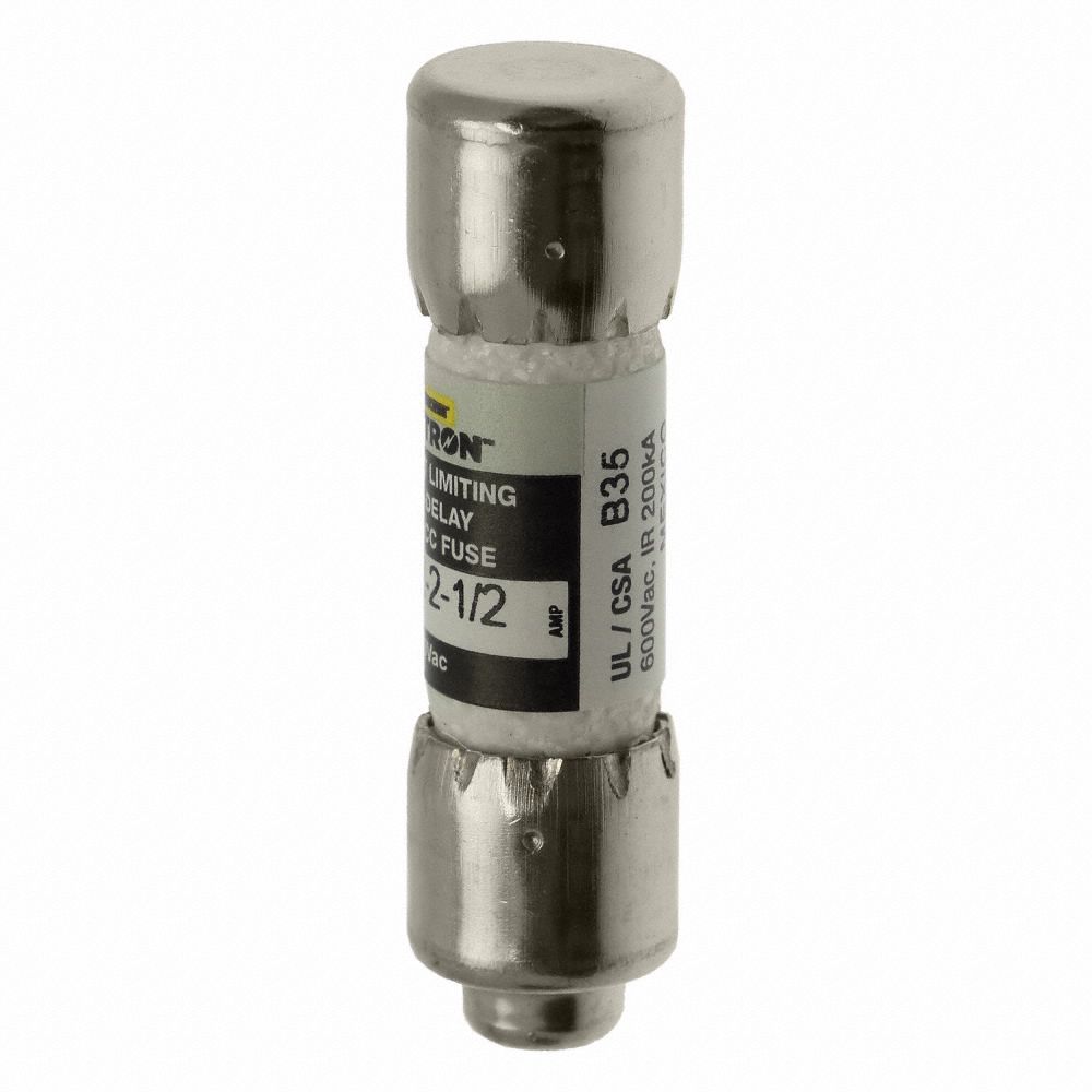 BUSSMANN UL Class CC Fuse Time Delay, 2 1/2 A, FNQR, 11/2 in L x 13/