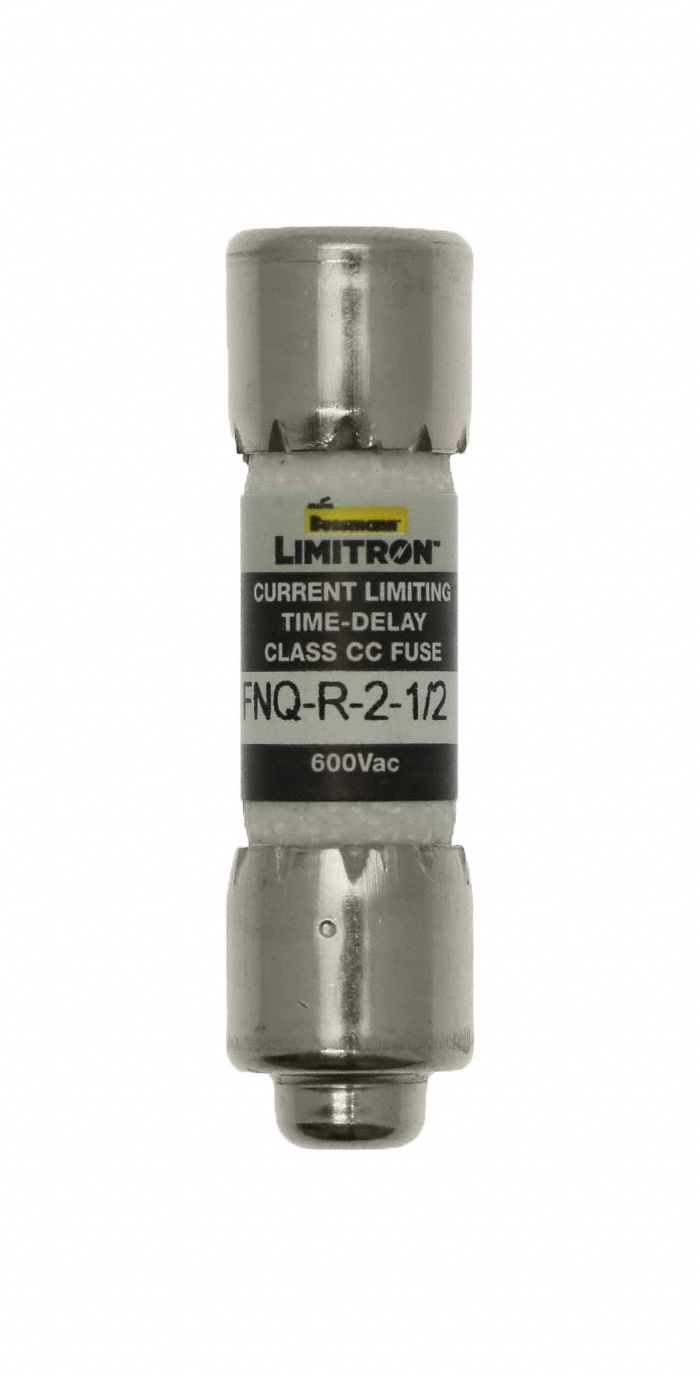 Fuse: FNQ-R Series, Time-Delay, 2.5 A, 600 V AC, Non-Indicating, 13/32 in x 1 1/2 in