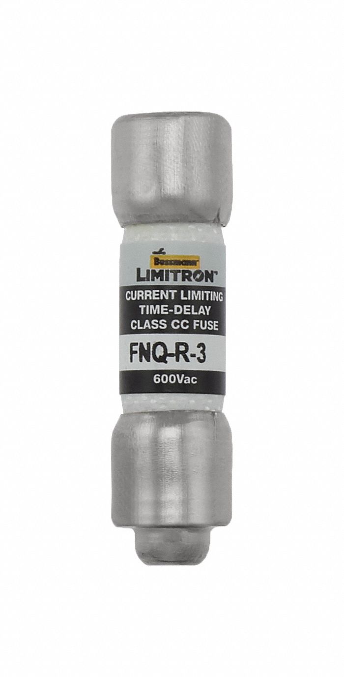 Fuse: FNQ-R Series, Time-Delay, 3 A, 600 V AC, Non-Indicating, 13/32 in x 1 1/2 in