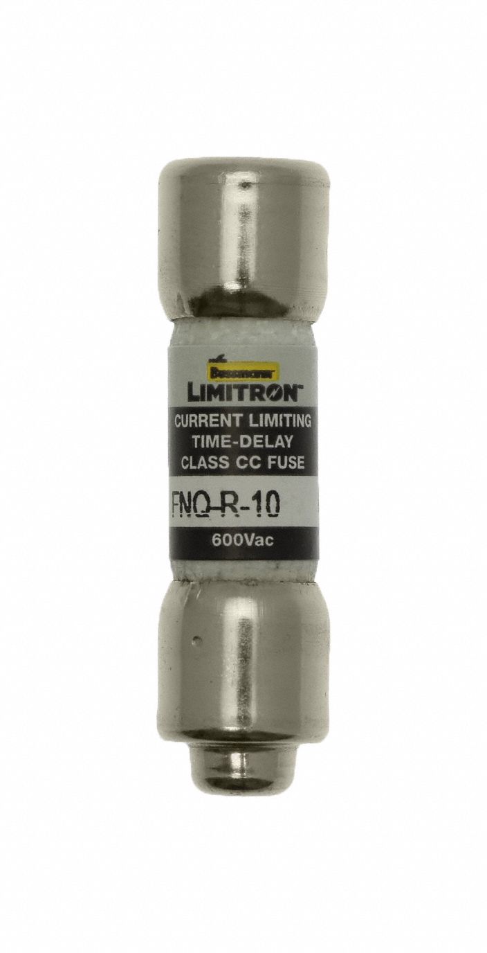 Fuse: FNQ-R Series, Time-Delay, 10 A, 600 V AC, Non-Indicating, 13/32 in x 1 1/2 in