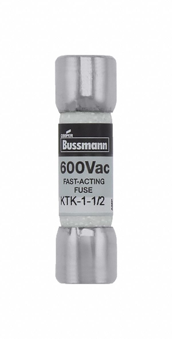 BUSSMANN, 1 1/2 A Amps, 600V AC, Fuse - 6F131|KTK-1-1/2 - Grainger