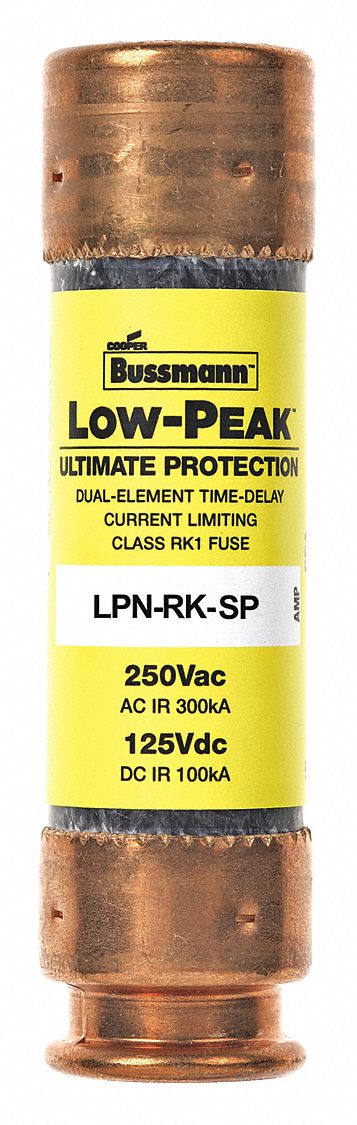 Fuse: Class RK1, LPN-RK-SP Series, Time-Delay, 35 A, 250 V AC, 125 V DC, Non-Indicating