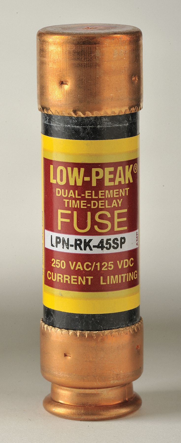 Fuse: Class RK1, LPN-RK-SP Series, Time-Delay, 45 A, 250 V AC, 125 V DC, Non-Indicating