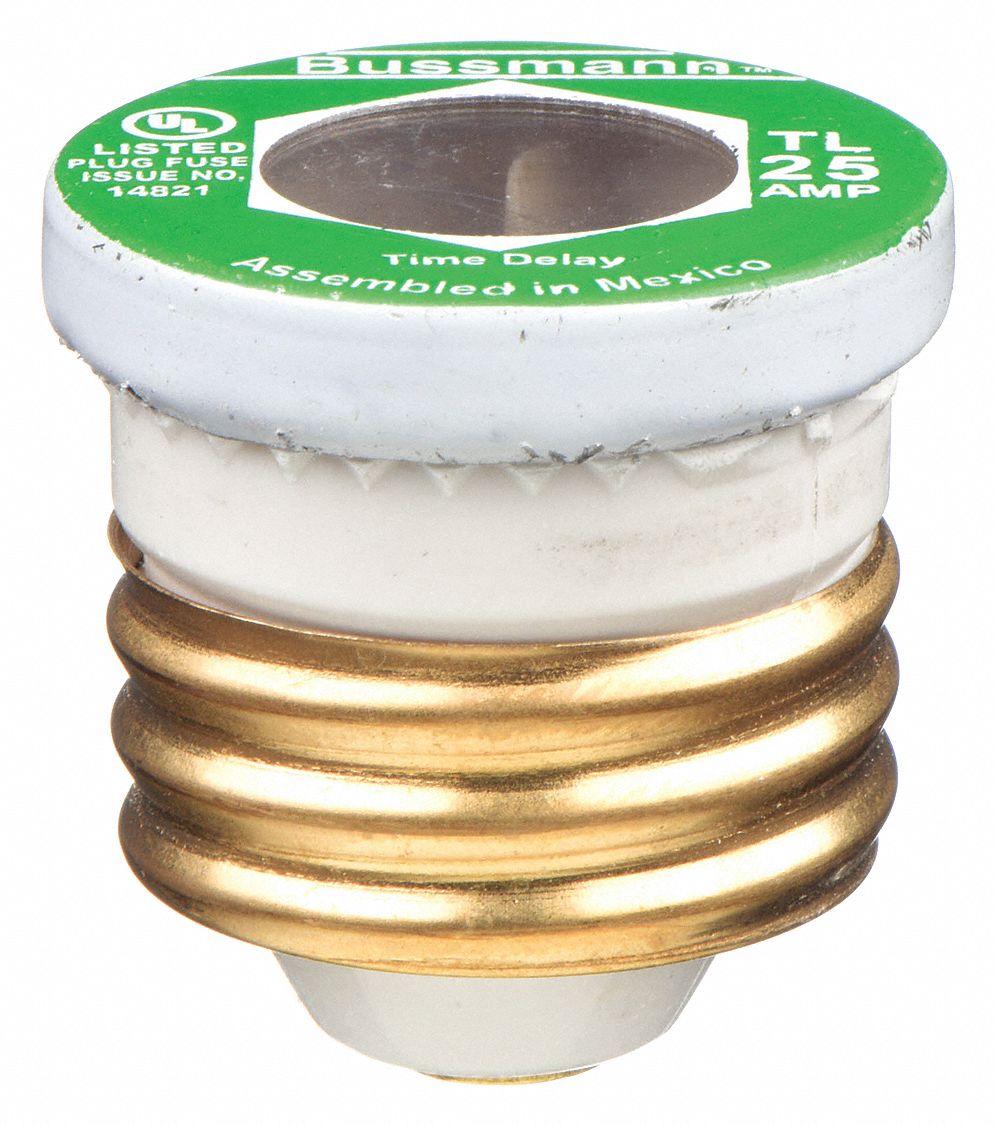 Plug Fuse: TL Series, Time-Delay, 25 A, Non-Rejection, Non-Indicating