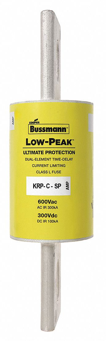 Fuse: Class L, KRP-C Series, Bolt-On Body, Time-Delay, 800 A, 600 V AC, 300 V DC