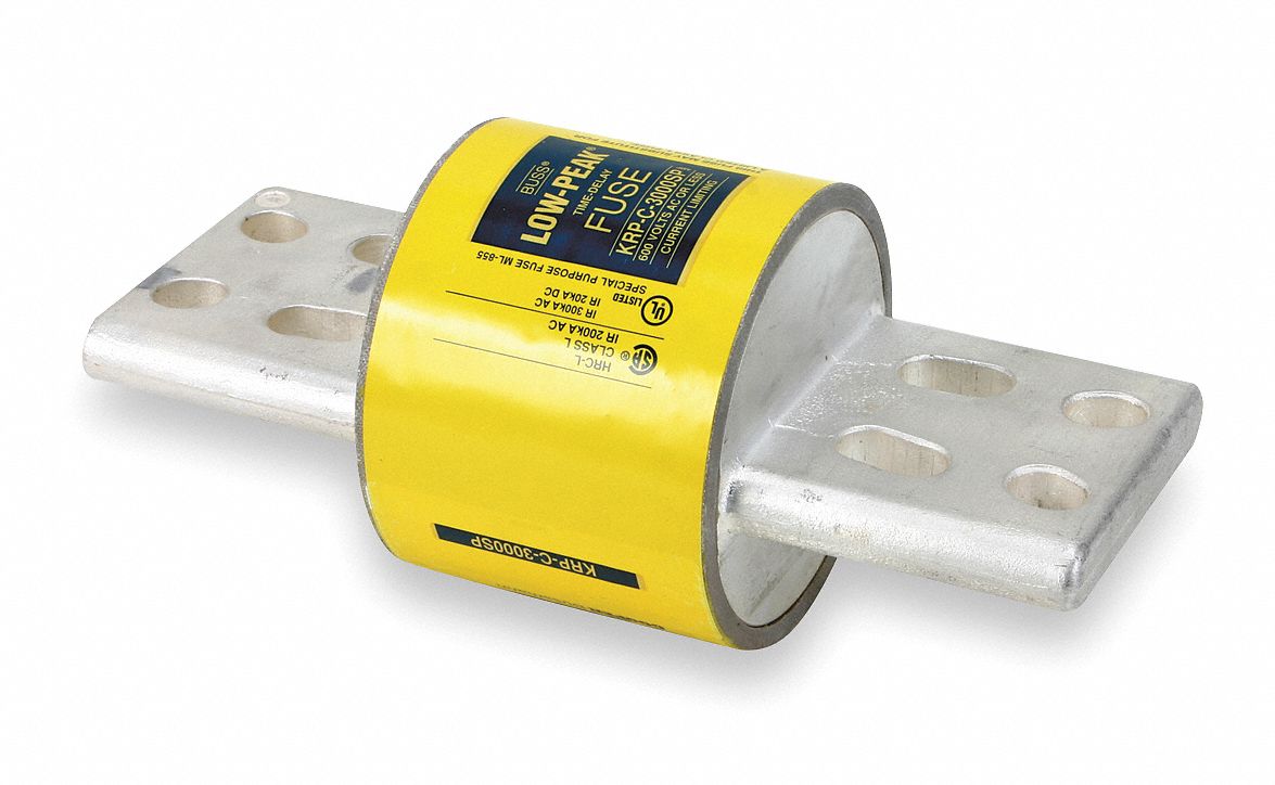 Fuse: Class L, KRP-C Series, Bolt-On Body, Time-Delay, 3 kA, 600 V AC, 300 V DC