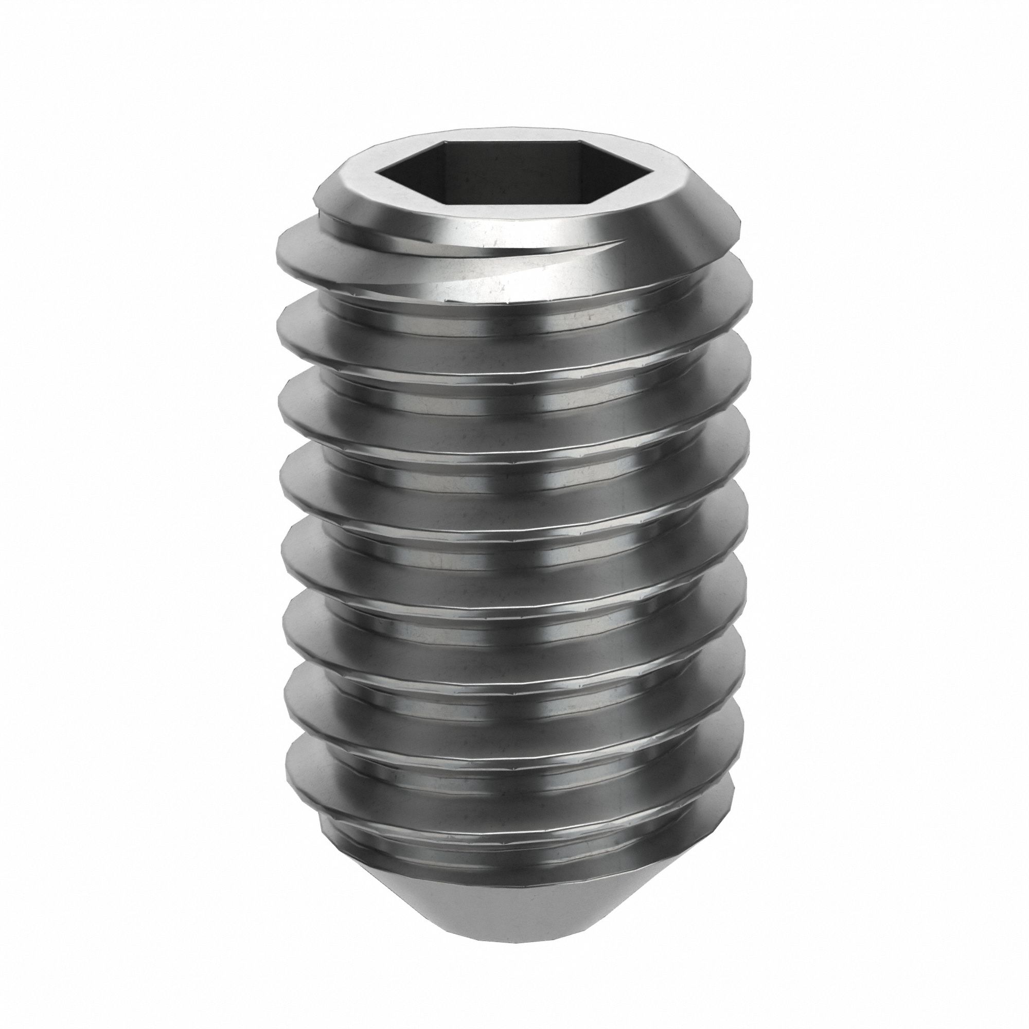 Socket Set Screw: M3x0.5 Thread Size, 5 mm Overall Lg, Cup pt, Stainless Steel, Plain, 100 PK