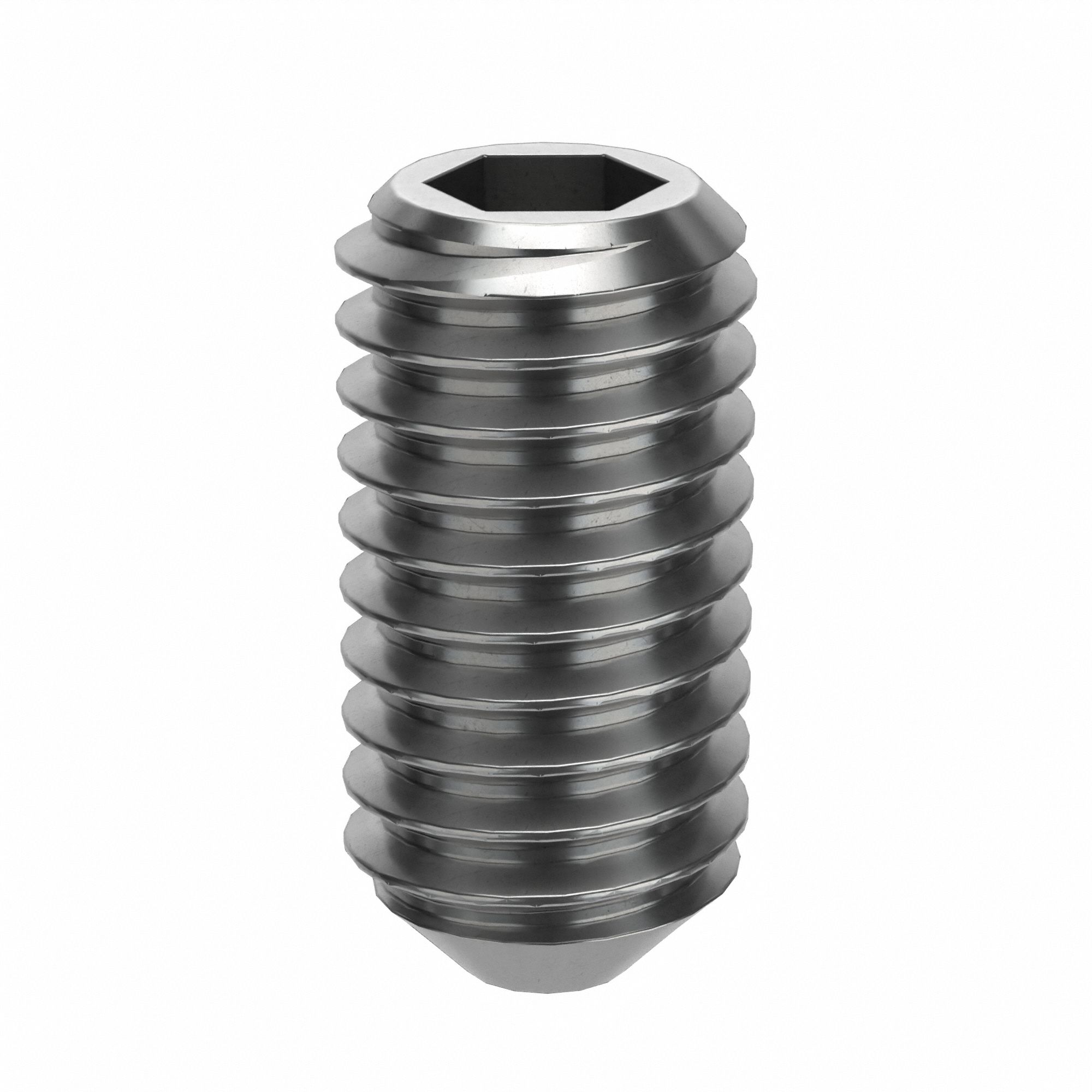 Socket Set Screw: M3x0.5 Thread Size, 6 mm Overall Lg, Cup pt, Stainless Steel, Plain, 100 PK