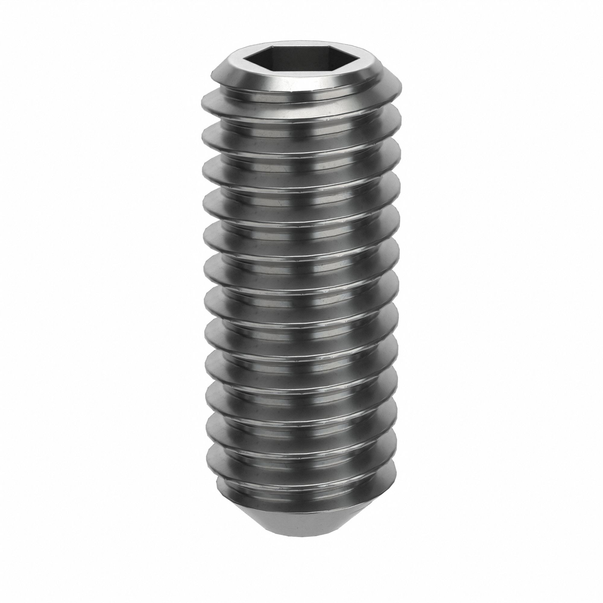 Socket Set Screw: M4x0.7 Thread Size, 10 mm Overall Lg, Cup pt, Stainless Steel, Plain, 100 PK
