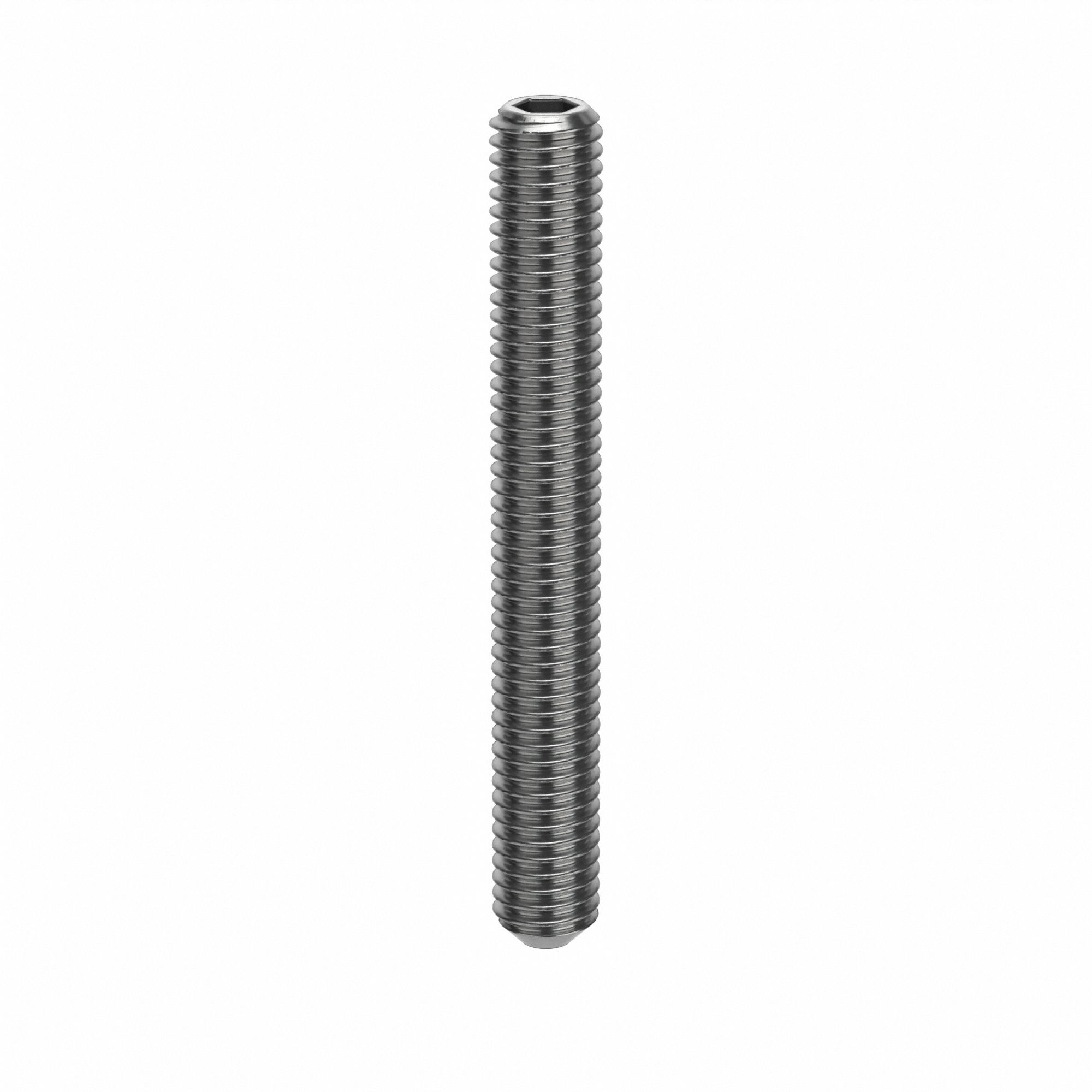 Socket Set Screw: M5x0.8 Thread Size, 40 mm Overall Lg, Cup pt, Stainless Steel, Plain, 10 PK