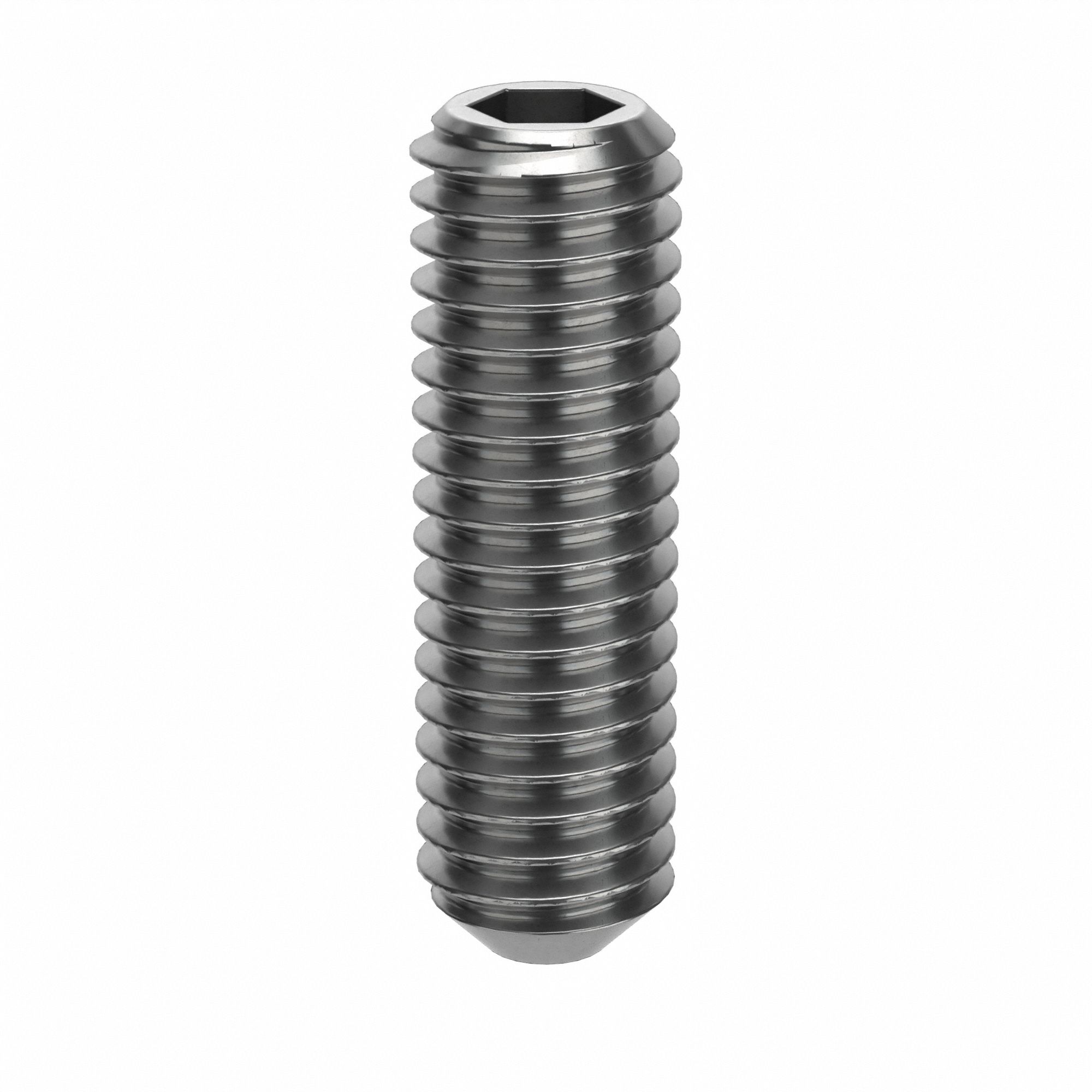 Socket Set Screw: M6x1 Thread Size, 20 mm Overall Lg, Cup pt, Stainless Steel, Plain, Socket, 25 PK