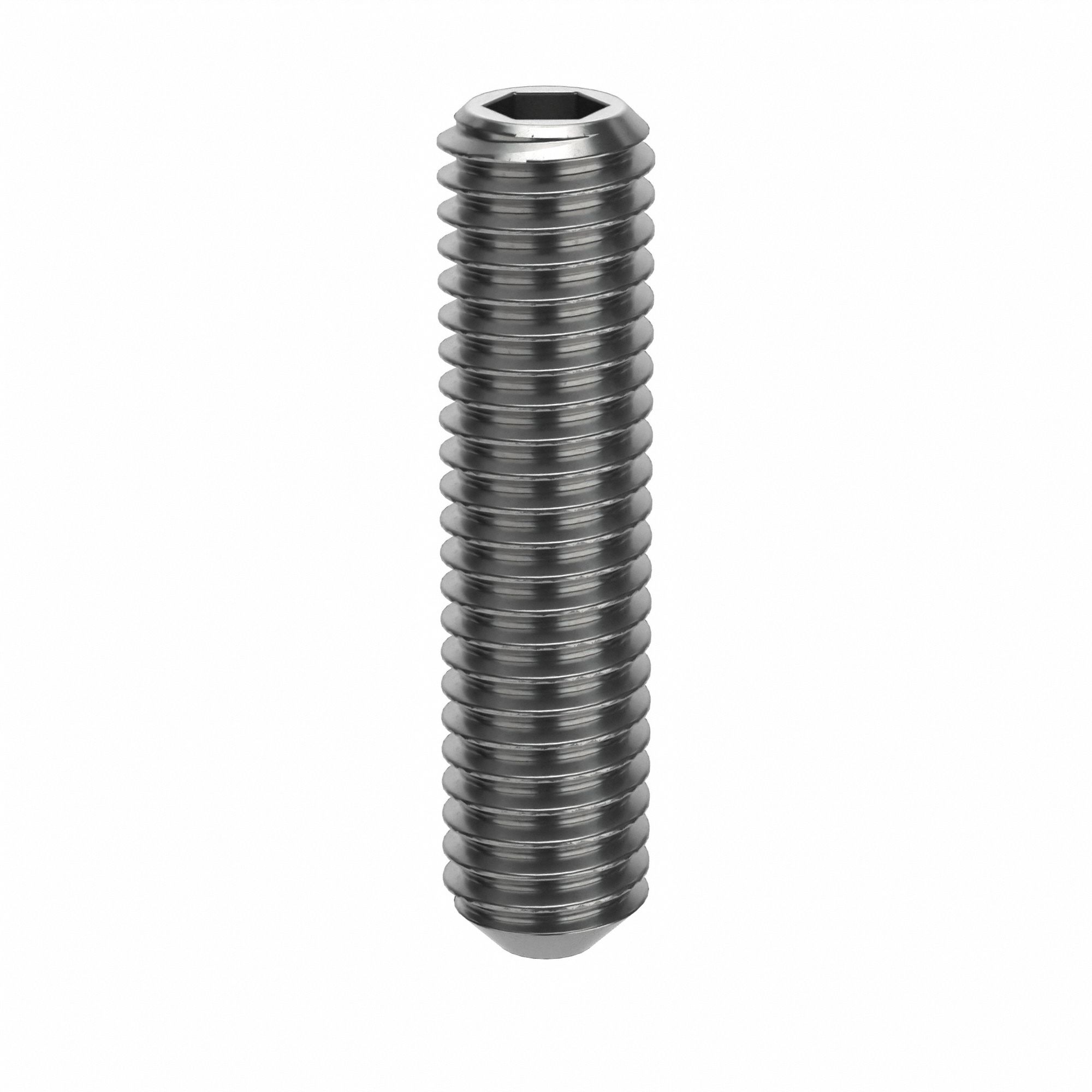 Socket Set Screw: M6x1 Thread Size, 25 mm Overall Lg, Cup pt, Stainless Steel, Plain, Socket, 10 PK