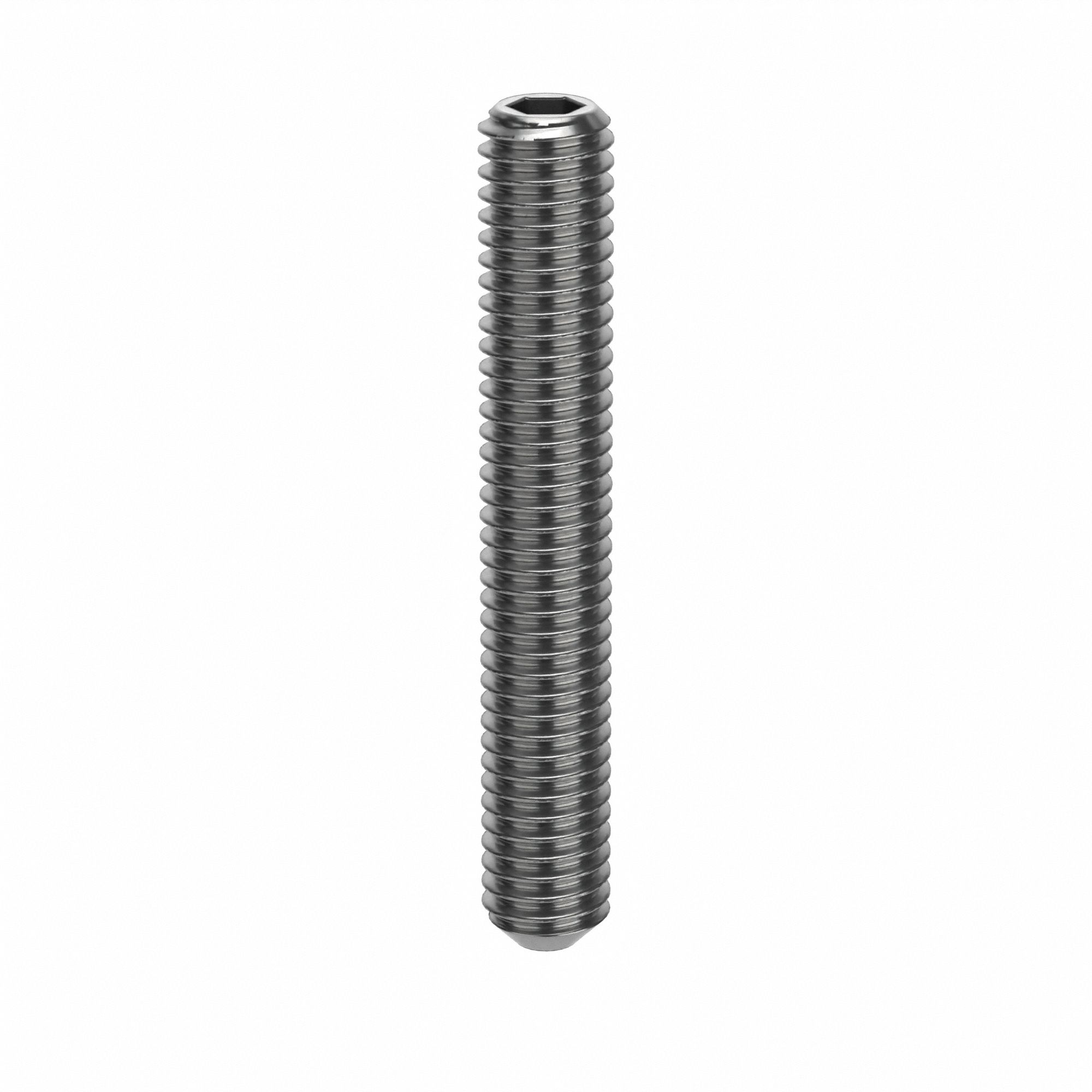 Socket Set Screw: M6x1 Thread Size, 40 mm Overall Lg, Cup pt, Stainless Steel, Plain, Socket, 10 PK