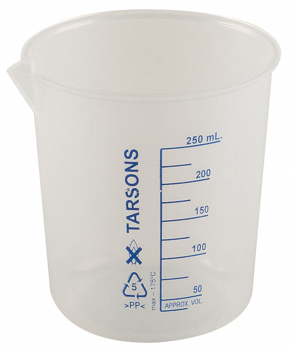 Beaker: Low Form, 250 mL Capacity - mL, 8.45 fl oz Capacity - oz, 91 mm Outside Dia, Non-Sterile