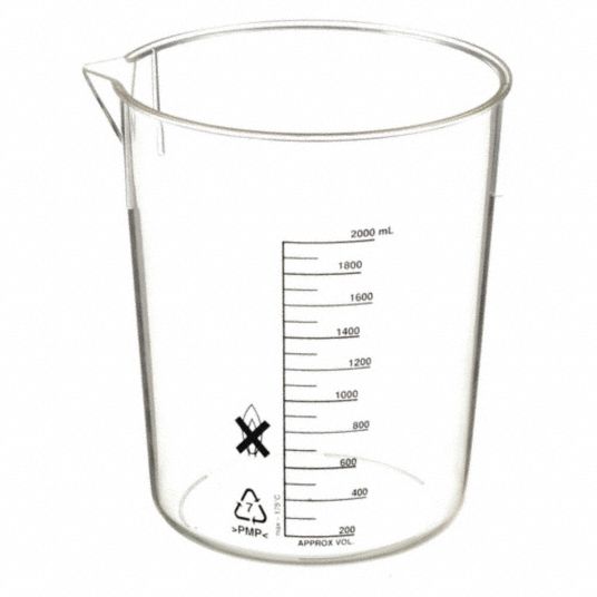 LAB SAFETY SUPPLY, Polymethylpentene (PMP), 2,000 mL Labware Capacity