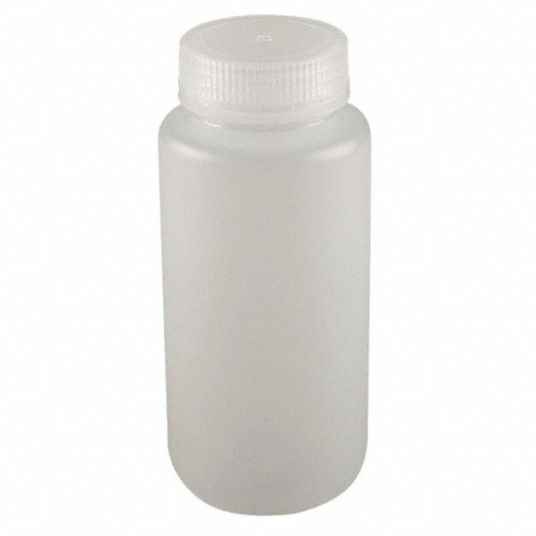 LAB SAFETY SUPPLY Wide Mouth Round Bottle, Sampling, Plastic, 1,000 mL